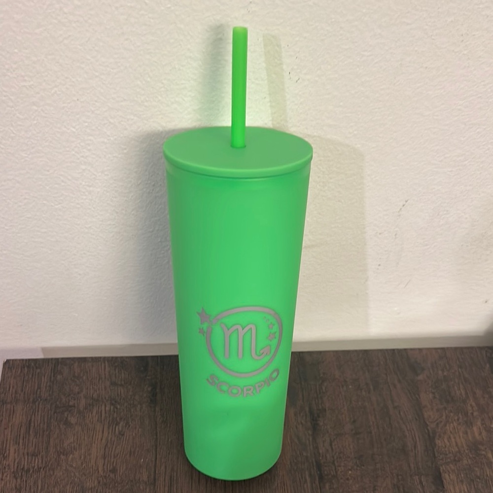Green Modern Drinkware Tumbler with Straw